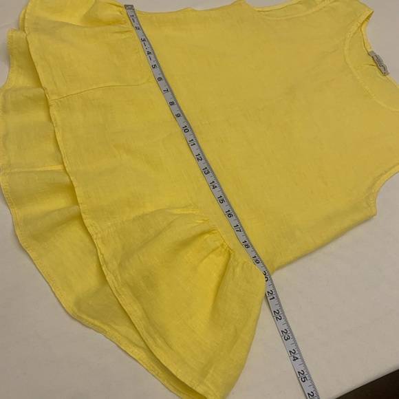 Francesca Bettini yellow 100% linen peplum sleeveless top size M - Picture 9 of 12